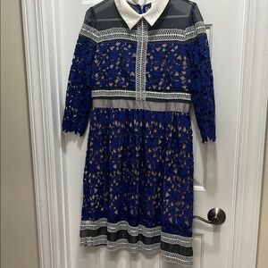 Elegant Blue Lace Dress with Sheer Details